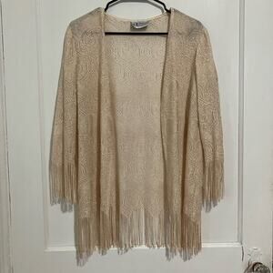 Vintage sparkly gold fringe hem cardigan, western cowgirl bohemian boho chic